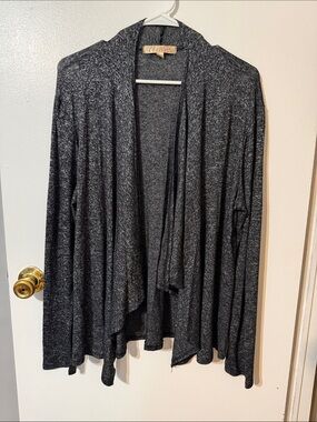 Everly Open-Front Draped Cardigan - Charcoal Gray